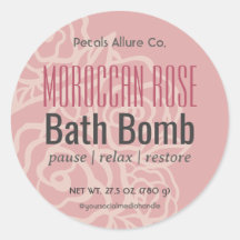 Elegantes Rose Coral Pink Floral Bath Bomb Label
