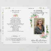 Elegantes Rose Foto Gedenkfeierprogramm (Vorne/Hinten)