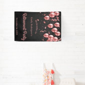 Elegantes Rose Gold Balloons Black Retirement Part Banner (InSitu)