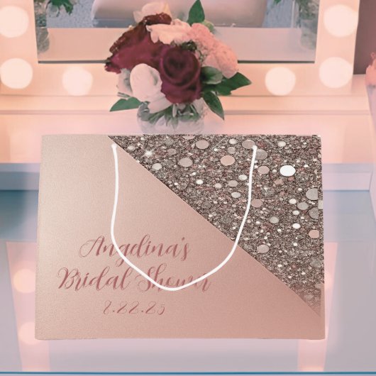 Elegantes Rose Gold Brautparty Große Geschenktüte