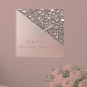 Elegantes Rose Gold Brautparty Quadratische Wanduhr