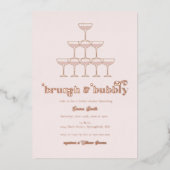 Elegantes Rose Gold Brunch & Bubbly Brautparty Folieneinladung (Vorderseite)