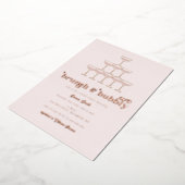 Elegantes Rose Gold Brunch & Bubbly Brautparty Folieneinladung (Gedreht)