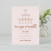 Elegantes Rose Gold Brunch & Bubbly Brautparty Folieneinladung (Stehend vorne)