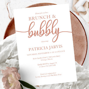 Elegantes Rose Gold Brunch und Bubbly Brautparty Einladung