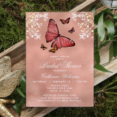 Elegantes Rose Gold Butterfly Brautparty Einladung