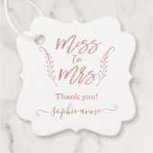 Elegantes Rose Gold Calligraphy Brautparty Geschenkanhänger (Vorderseite)