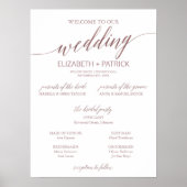 Elegantes Rose Gold Calligraphy Sm Wedding Program Poster (Vorne)