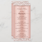 Elegantes Rose Gold Damask Monogram Wedding Menu Programm (Vorne/Hinten)