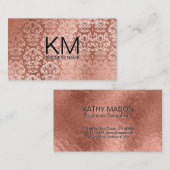 Elegantes Rose Gold Foil Damask Muster Visitenkarte (Vorne/Hinten)