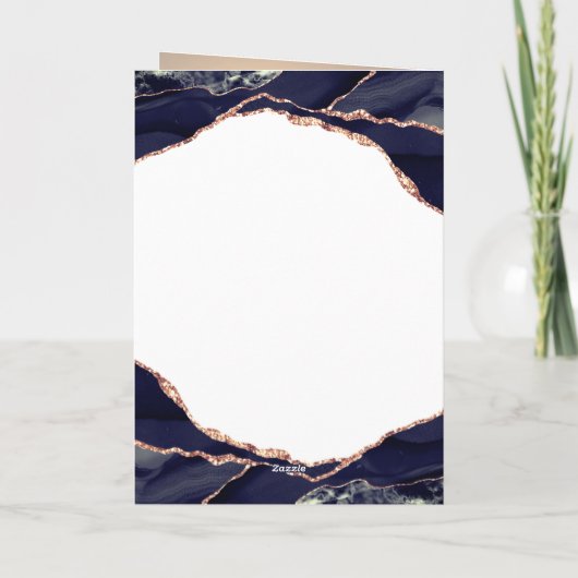 Elegantes Rose Gold Foil Navy Agate Hochzeitsfest Dankeskarte (Rückseite)