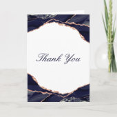 Elegantes Rose Gold Foil Navy Agate Hochzeitsfest Dankeskarte (Vorderseite)
