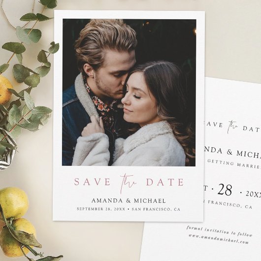 Elegantes Rose Gold Foto Save The Date