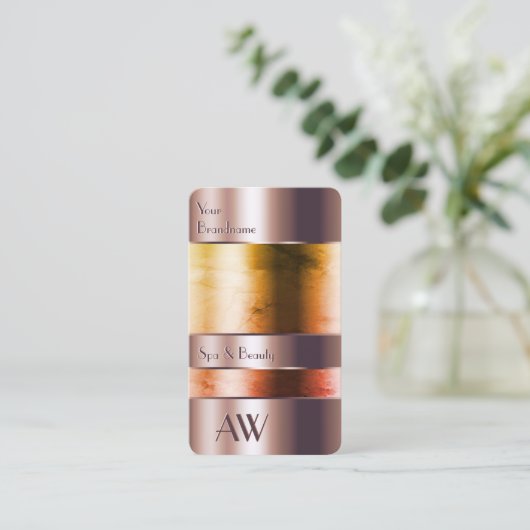 Elegantes Rose Gold Glass kann Flüssigkeitstinitia Visitenkarte (Stehend Vorderseite)