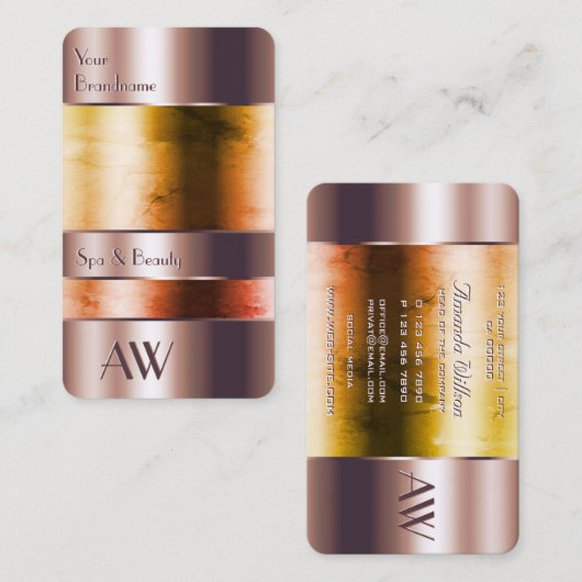 Elegantes Rose Gold Glass kann Flüssigkeitstinitia Visitenkarte (Vorne/Hinten)