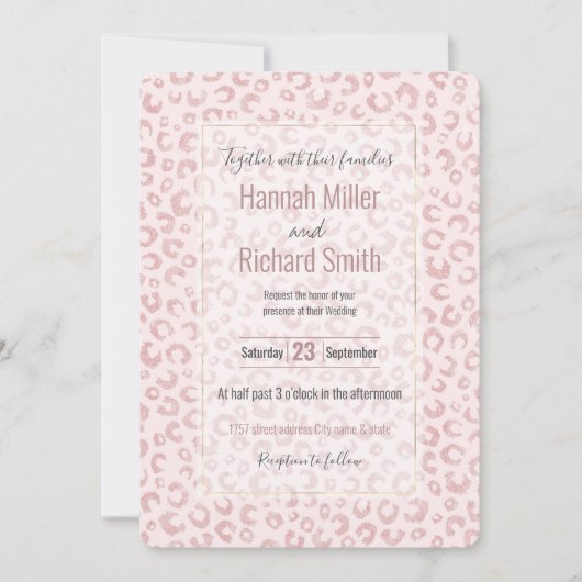 Elegantes Rose Gold Glitzer Leopard Muster (Vorderseite)