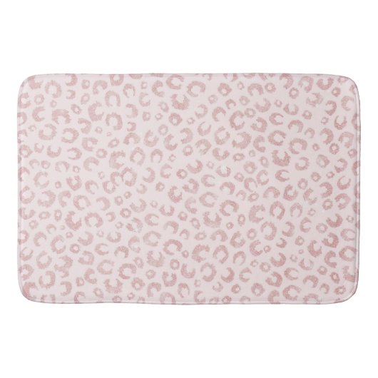 Elegantes Rose Gold Glitzer Leopard Muster Badematte (Vorderseite)