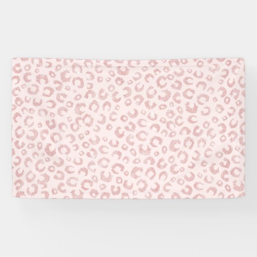 Elegantes Rose Gold Glitzer Leopard Muster Banner (Horizontal)