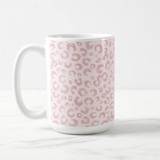 Elegantes Rose Gold Glitzer Leopard Muster Kaffeetasse (Links)