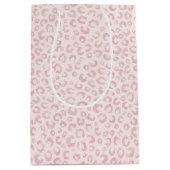 Elegantes Rose Gold Glitzer Leopard Muster Mittlere Geschenktüte (Vorderseite)