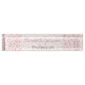 Elegantes Rose Gold Glitzer Leopard Muster Namensplakette (Vorderseite)