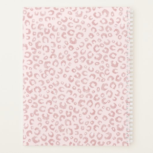 Elegantes Rose Gold Glitzer Leopard Muster Planer (Rückseite)