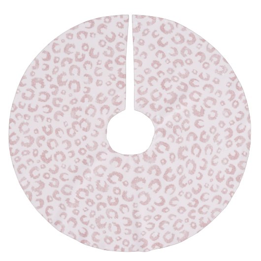 Elegantes Rose Gold Glitzer Leopard Muster Polyester Weihnachtsbaumdecke (Vorderseite)