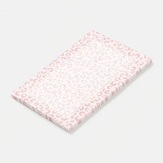 Elegantes Rose Gold Glitzer Leopard Muster Post-it Klebezettel (angewinkelt)