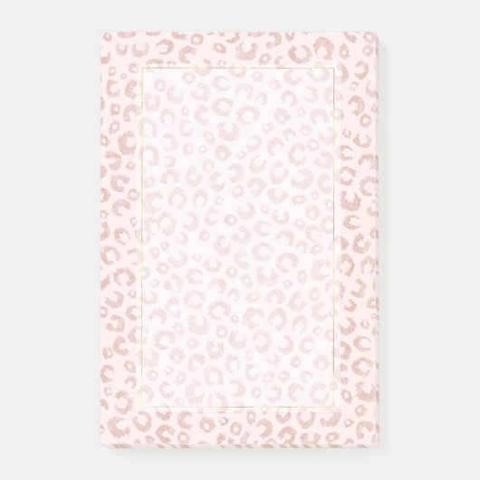 Elegantes Rose Gold Glitzer Leopard Muster Post-it Klebezettel (Vorderseite)