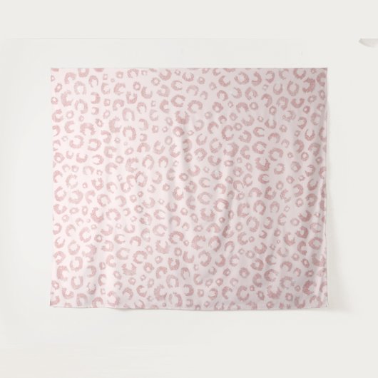 Elegantes Rose Gold Glitzer Leopard Muster Wandteppich (Vorderseite (Horizontal))