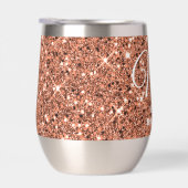 Elegantes Rose Gold Glitzer Monogram Gastgeschenk (Rechts)