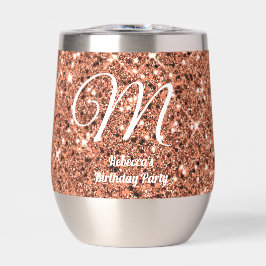 Elegantes Rose Gold Glitzer Monogram Gastgeschenk