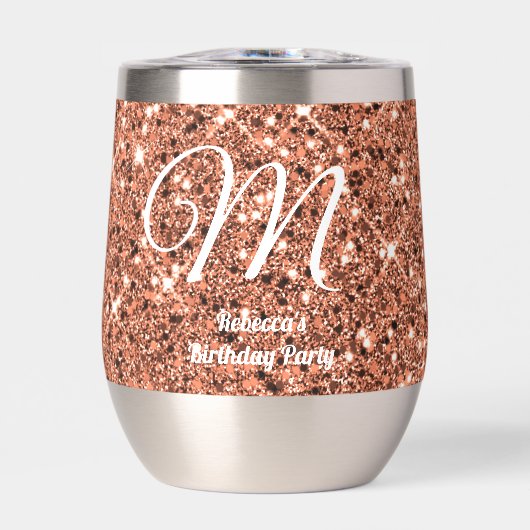Elegantes Rose Gold Glitzer Monogram Gastgeschenk (Vorderseite)