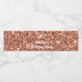 Elegantes Rose Gold Glitzer Monogram Gastgeschenk Wasserflaschenetikett (Einzelnes Label)