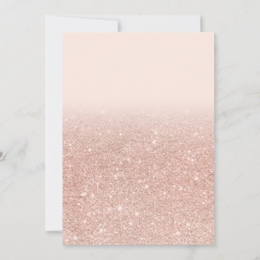 Elegantes Rose Gold Glitzer Script Brautparty Einladung (Rückseite)