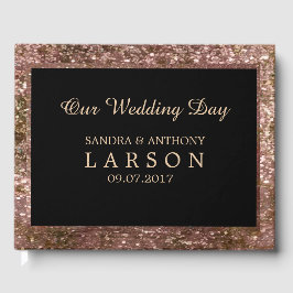 Elegantes Rose Gold Glitzer Wedding Gästebuch