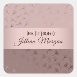 Elegantes Rose Gold Handgezeichnetes Buchzeichen Quadratischer Aufkleber