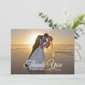 Elegantes Rose Gold Kupfer Palm Tree Hochzeitsstic Dankeskarte (Stehend Vorderseite)