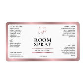 Elegantes Rose Gold Logo Freshener Spray Label (Vorne)