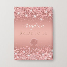 Elegantes Rose Gold Luxe Shimmer Brautparty Button