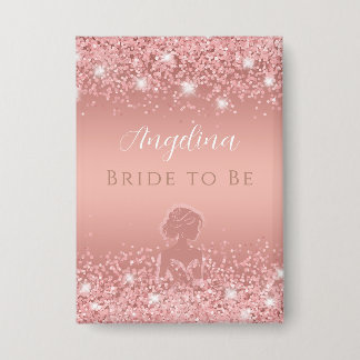 Elegantes Rose Gold Luxe Shimmer Brautparty Button
