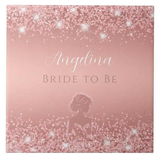 Elegantes Rose Gold Luxe Shimmer Brautparty Fliese (Vorderseite)
