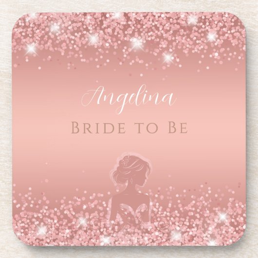 Elegantes Rose Gold Luxe Shimmer Brautparty Getränkeuntersetzer (Vorderseite)