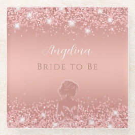 Elegantes Rose Gold Luxe Shimmer Brautparty Glasuntersetzer