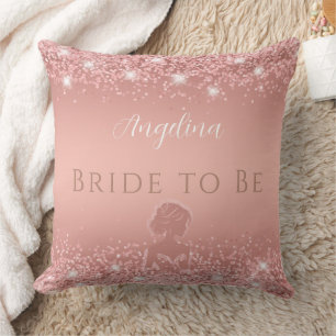 Elegantes Rose Gold Luxe Shimmer Brautparty Kissen