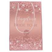 Elegantes Rose Gold Luxe Shimmer Brautparty Mittlere Geschenktüte (Vorderseite)