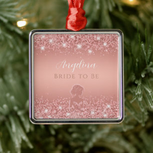 Elegantes Rose Gold Luxe Shimmer Brautparty Ornament Aus Metall