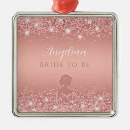 Elegantes Rose Gold Luxe Shimmer Brautparty Ornament Aus Metall