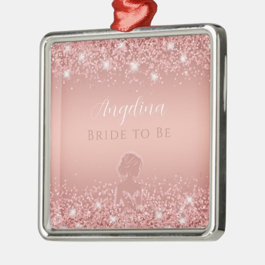 Elegantes Rose Gold Luxe Shimmer Brautparty Ornament Aus Metall (Links)