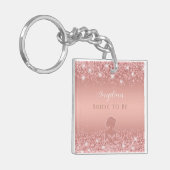 Elegantes Rose Gold Luxe Shimmer Brautparty Schlüsselanhänger (Vorderseite links)